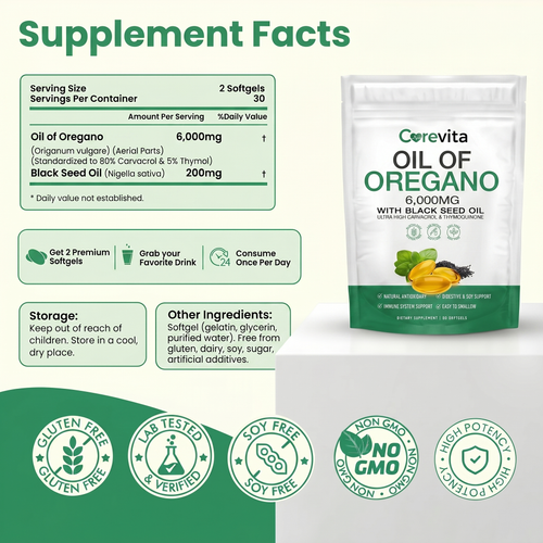 CoreVita Oil of Oregano 6,000mg