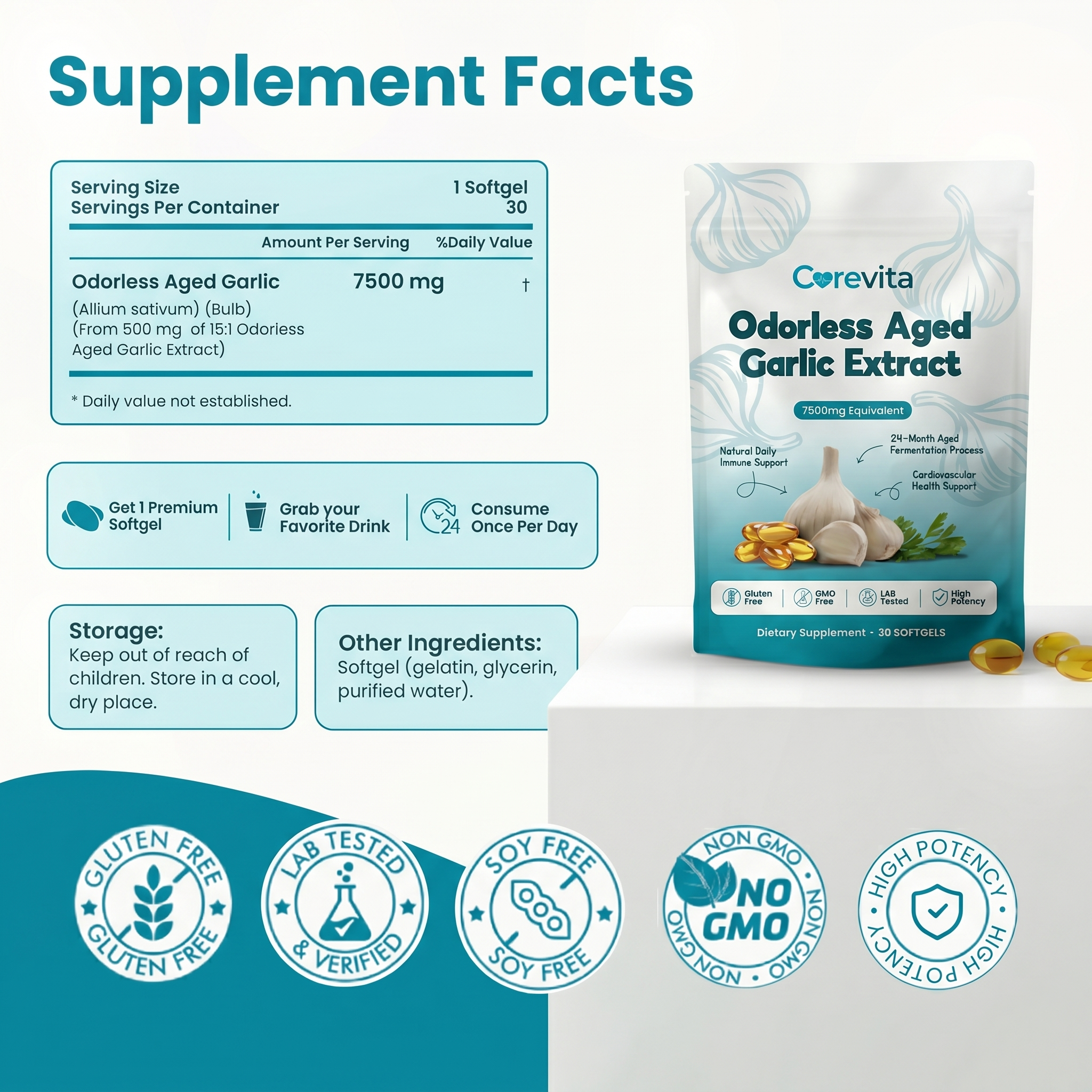 CoreVita™ Aged Odorless Garlic